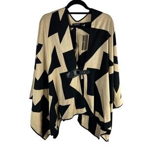Ralph Lauren Women's New Geo Print Poncho Cardigan Shawl Size Large/XL FLAWED